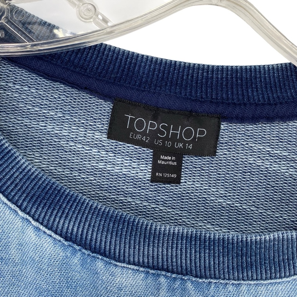 Topshop Denim Blue Patchwork Sweatshirt - Picture 6 of 9